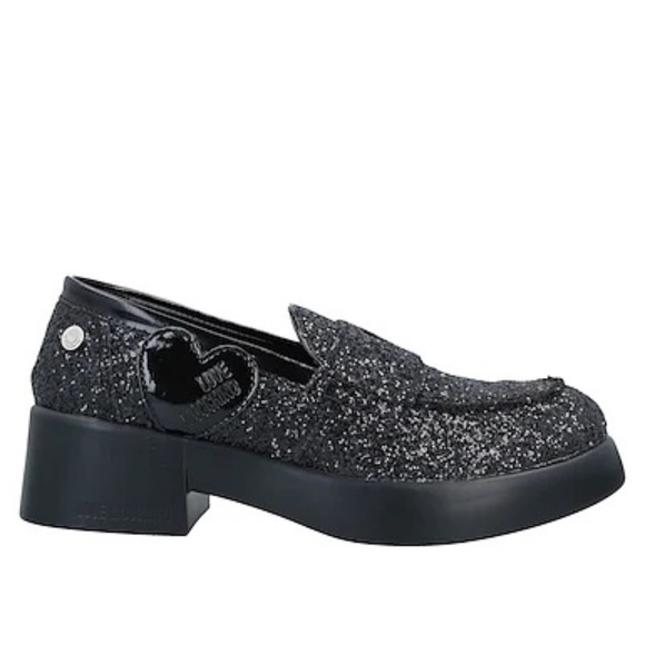 Love Moschino NIB Glitter Nero Taglia Chunky Loafers (38) - Picture 14 of 14